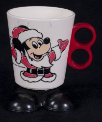 Disney Mickey Mouse as Santa Hard Plastic Coffee Mug Cup Vintage